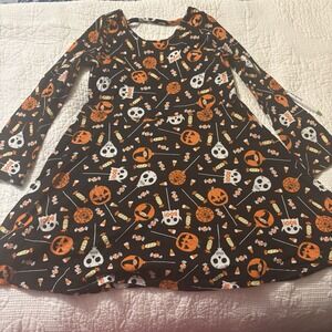 The Children's Place Girls Halloween Dress Size 5T Black With Ghost And Pumpkins
